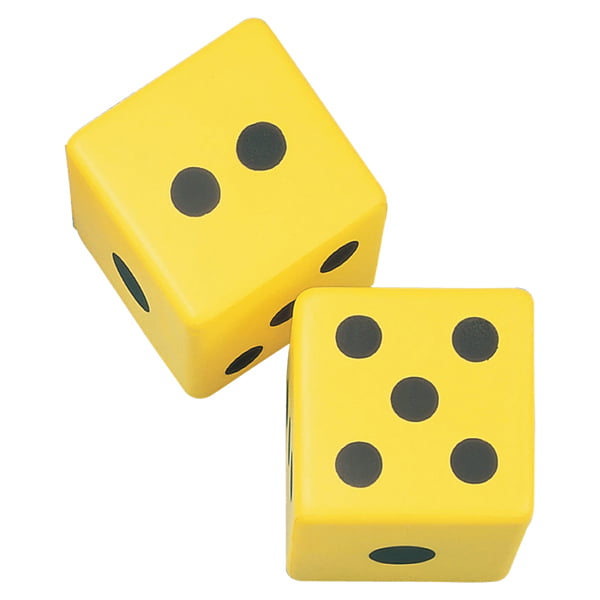 Yellow with Black Pack of 2 Large 50mm Foam Numbered 1 to 6 Math Dice Blocks
